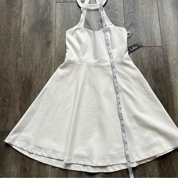 NWT Lulu's White Mesh Light and Grace Halter Skater Dress 
Size Medium - Picture 9 of 14